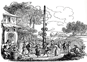 Mid 19th Century engraving of a maypole